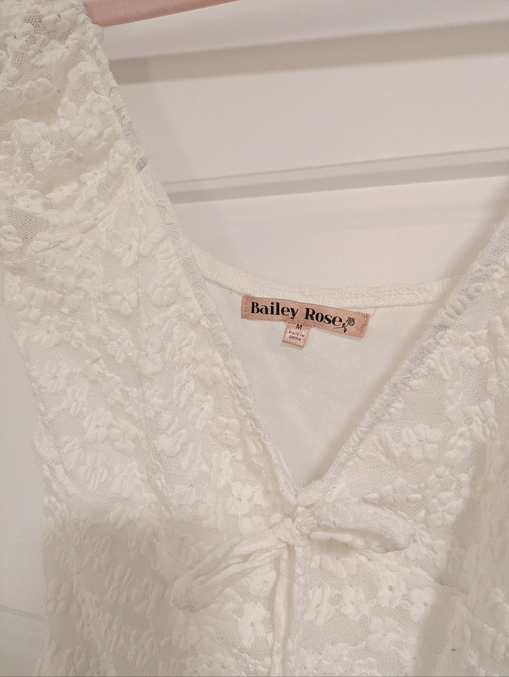 White Lace Mini Dress with Sweetheart Neckline - Picture 4 of 7